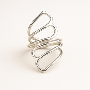 Sterling Silver Abstract Wire Wrap <b>Ring</b> Avant Garde Cuff Handmade Minimalist Statement Jewelry Modern Artisan <b>Open</b> Band <b>Rings</b> - Product Image 6