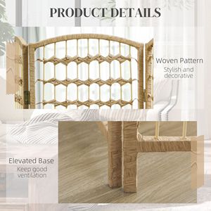 Divisorio Pieghevole Portatile a 8 Pannelli in Fibra Naturale Ondulata, Schermo Privacy per Casa e Ufficio - Product Image 6