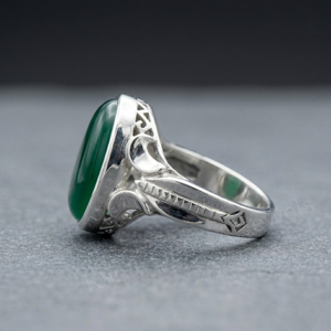 10x14mm Oval Shape Green Onyx Gemstone Bezel Setting 925 Sterling Silver Men's Signet Fashion <b>Finger</b> <b>Ring</b> Everyday Wear For Boys - Product Image 2