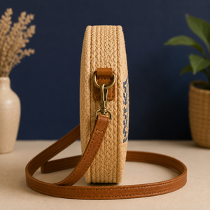 Bolso Bandolera de Yute Ecológico para Mujer, con Correa Única, Diseño Geométrico, Cierre de Cremallera, para Uso Diario - Product Image 2