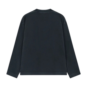Men Washed <b>Black</b> <b>Long</b> Sleeve T Shirt Crew Neck Cotton Casual Streetwear Fashion <b>Top</b> Soft Vintage Finish - Product Image 2