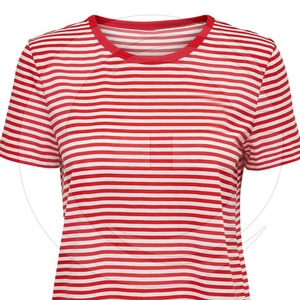 Camiseta sencilla informal de algodón para mujer, con cuello redondo Camiseta cómoda, Top corto de algodón para mujer, camiseta rosa - Product Image 6