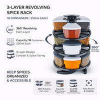 Étagère à épices moderne rotative à 3 niveaux, organisateur de cuisine, boîte de rangement en plastique, boîte à épices tournante à 360°, gain de place, sans BPA