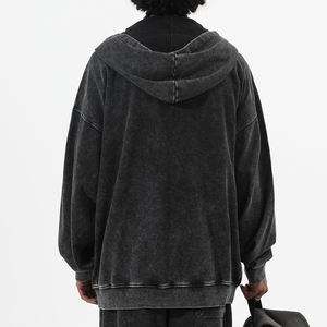 Sweat à capuche zippé streetwear délavé à l'acide, poids lourd, personnalisé – Les meilleurs fabricants de vêtements – Sweats à capuche zippés pour hommes de haute qualité - Product Image 2