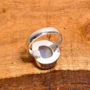925 Sterling Silver Rainbow Moonstone Ring Gemstone Vintage Style Handmade Jewelry Gift For Women Girls - Product Image 2