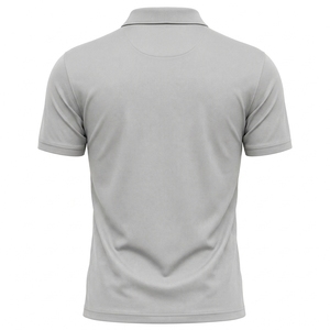Mens Light Gray <b>Zip</b> <b>Neck</b> <b>Polo</b> <b>Shirt</b> Custom Logo Short Sleeve Golf Tennis Sportswear Uniform Style Regular Fit Gray - Product Image 2
