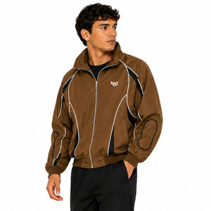 Trendy Vintage Style Custom Panel <b>Track</b> <b>Jacket</b> Lightweight Zip Up Sportswear Reflective Windbreaker <b>jacket</b> <b>for</b> <b>men</b> OEM Wholesale - Product Image 4
