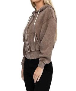 Vente en gros Streetwear Sweat à capuche pour femme en coton polaire délavé à l'acide Logo personnalisé Sweat à capuche délavé pour femme 2026 - Product Image 5