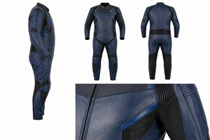 Combinaison de moto en cuir grande taille |   Bleu Brun |   Fabricant OEM ODM |   Qualité de conception haut de gamme |   Vêtements de course |   Sports - Product Image 6