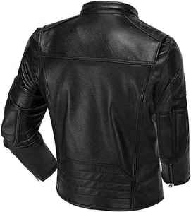 Veste de moto d'hiver en PU véritable de qualité supérieure, écologique, teinte en pièce, pour homme, avec col montant classique et logo frontal - Product Image 5