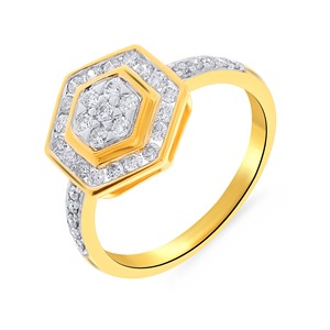 Anillo de Oro Rosa de Dos Tonos de Lujo con un Halo de Diamantes Completos, Brillo Atemporal: Anillo de Oro Rosa con Halo de Diamantes - Product Image 1