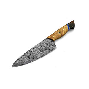 Cuchillo de Chef Profesional Estilo Japonés, Acero Damasco VG10, Borde Dentado, Hoja de Cambio Rápido, Grado Industrial, Ecológico - Product Image 1