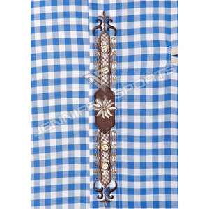 เสื้อเชิ้ตผู้ชายสีขาว+เทา+น้ำเงิน สำหรับงานเทศกาลอ็อกโทเบอร์เฟสต์ ปี 2026 ลายเยอรมันดั้งเดิม ปักลาย  ผ้าฝ้ายลายตาราง  สำหรับเด็กผู้ชาย  งานดนตรี ปาร์ตี้ - Product Image 2