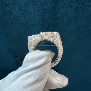 Moissanite Flower Shape Prong <b>Set</b> Cluster <b>Ring</b> 925 <b>Sterling</b> <b>Silver</b> Rhodium Plated Hip-hop Unisex Engagement <b>Ring</b> Anniversary - Product Image 4