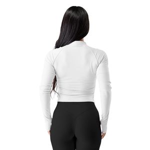 Women's White Full Zip Sports <b>Jacket</b> Long Sleeve Breathable Stretch Fitness <b>Workout</b> Running Yoga Activewear Performance <b>Jacket</b> - Product Image 5