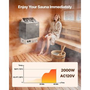 Stufa Elettrica per Sauna a Vapore Secco 2KW 52.9-88.2 Cu. Staffa Pre-Forata da 4 Piedi per 4 Persone - Product Image 2