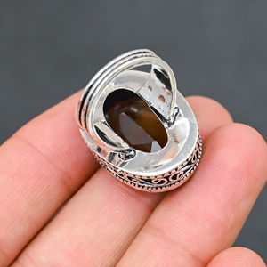 Smokey <b>Quartz</b> 925 Silver Luxury Gemstone <b>Ring</b> for Party Occasions - Product Image 3