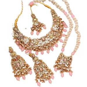 Nuevo Collar y Pendientes de Moda para Mujer, Estilo Tradicional Indio y Pakistaní, para Bodas y Fiestas, con Adorno para la Cabeza, Flor de Oro de 18K - Product Image 1