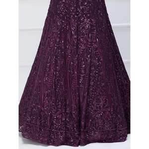 Excellent Lehenga Choli semi-cousu en Georgette à paillettes violettes 2500g pour réception par Zeel Clothing - Product Image 2