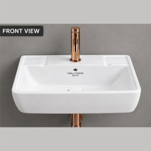 Lavabo mural en céramique blanche, lavabo de salle de bain moderne, lavabo à robinet monotrou, lavabo mural suspendu - Product Image 4