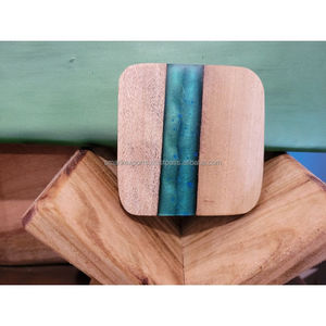 <b>Wooden</b> Resin Coaster <b>Set</b> Round and Square Drink Mat <b>Tea</b> Coaster Cup Holder Dining Room Stylish Kitchen Tabletop Decor - Product Image 6