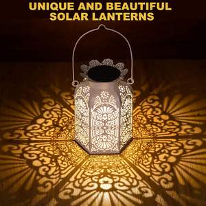 Farol Colgante Blanco de Metal con Corte Láser y Bonito Diseño para Decoración Navideña en Interiores y Exteriores - Product Image 4