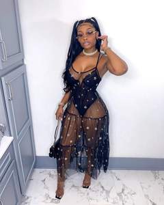 Vestido Sexy de Mujer Personalizado en Chifón con Encaje, Lentejuelas y Gasa Transparente, Transpirable y Calado, Gran Venta - Product Image 3