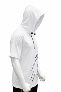 <b>Men's</b> Summer <b>Short</b> <b>Sleeve</b> <b>Hoodie</b> 100% Cotton Combed Cotton Half Zip Silk Screen Printed Hooded Casual Streetwear Custom Logo - Product Image 4