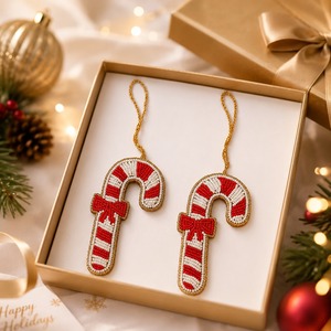 Porte-clés en acrylique fait main avec perles en forme de canne à sucre, pendentif de sac à main de Noël, ornement de sapin de Noël, cadeau de fête - Vente en gros - Product Image 2