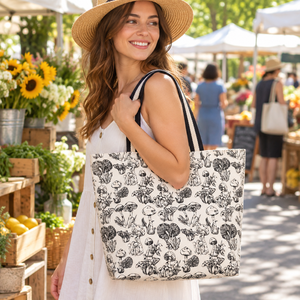 Bolsa de Tela de Algodón con Estampado de Hongos en Color Blanco Natural, 300 GSM, 40x40x15cm, Logotipo Personalizado, Venta al Por Mayor, OEM, Marca Privada, Reutilizable, para Regalo - Product Image 3