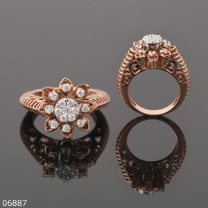 Bold Rose Gold Cluster Lab Grown Diamond Brilliant Cut Engagement Ring for Certified 14K Solid Gold Statement Ring for Women - Product Image 5
