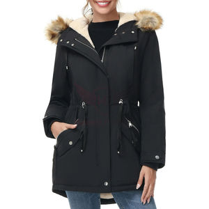 Parka de Invierno para Mujer con Capucha con Ribete de Piel, Cierre de Cremallera, Resistente al Viento, Chaqueta Gruesa de Poliéster, Largo Regular, Manga Larga, Estilo Utilitario - Product Image 6