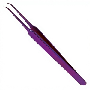 แหนบปลายแหลมสแตนเลส PLT สำหรับต่อขนตา ขนาด 6 มม. 45 องศา ยาว 12 ซม. ป้องกันแม่เหล็ก ป้องกันไฟฟ้าสถิต สีม่วง - Product Image 1