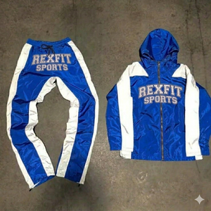 Custom Athletic Windbreaker Set Hooded Zip Jacket and Track <b>Pants</b> Custom Wholesale Custom Made Design Hooded Windbreaker - Product Image 4