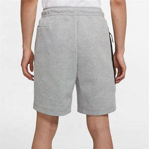 Shorts de sport décontractés pour hommes en jersey gris chiné avec cordon de serrage et poche zippée, en molleton technique - Product Image 5
