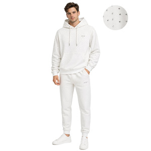 <b>Men's</b> Wholesale Rhinestone <b>Studs</b> Hoodies and Jogger Sets Drop shoulder 100% Cotton Custom Logo Sparkly Athleisure Streetwear - Product Image 1