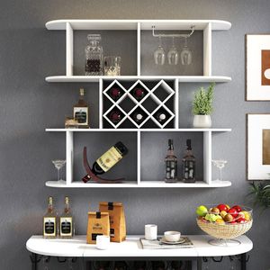 Grand porte-vin mural rustique à 3 niveaux, étagère de rangement multifonctionnelle en bois avec porte-verres pour collection de vins - Product Image 2