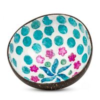 Bols en coquille de noix de coco faits à la main, style couleurs marines, avec incrustation de nacre, vente en gros, motif personnalisé, Vietnam