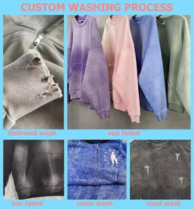 เสื้อฮู้ดดี้แบบยูนิเซ็กซ์ ดีไซน์สตรีทแวร์ ยี่ห้อ OEM รุ่นขายดีที่สุด ผ้าคอตตอน 100% ล้างสีแบบแอซิดวอช แต่งดีเทลขาดๆ  ลายจุดทอที่ด้านหน้า เหมาะสำหรับฤดูหนาว - Product Image 3