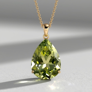 14K <b>Solid</b> <b>Gold</b> for Certified Luxury Minimalist <b>Pendant</b> Necklace Pear Shape Gemstone Elegant Everyday Women's Jewelry - Product Image 1