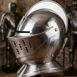 Casco Medieval Artesanal de Acero Pulido con Visera de Caballero, Armadura Funcional para SCA, Antiguo, Coleccionable, para Reenactment - Product Image 1