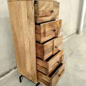 MANGALAM ART EXPORT European Design Adjustable Mango Wood Storage Cabinet with Handcrafted Wooden Drawer Unit - Product Image 2