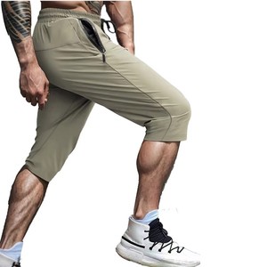 Pantalones Cortos Capri Azules para Hombre, Cintura Elástica, Secado Rápido, Tela de Lona, Estilo Deportivo Casual, Bordados, Cintura Media, Bolsillos, Cordón Ajustable - Product Image 5