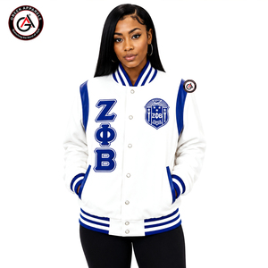 Veste de sororité Zeta Phi Beta brodée pour femmes, respirante, grande taille, style Letterman |   ZPB Soror Broderie en laine et cuir Université - Product Image 4