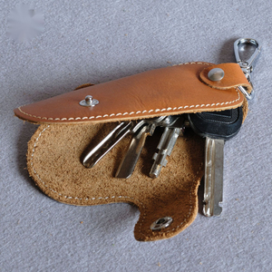 Porte-clés en cuir véritable 5 pouces, porte-clés suspendu, étui pour clés de voiture, style simple pour hommes et femmes, étui à clés en cuir - Product Image 5