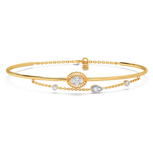 Sunburst Drop Diamond Bracelet with Yellow Gold Slim <b>Frame</b> and Delicate Chain Accent Design - Product Image 1