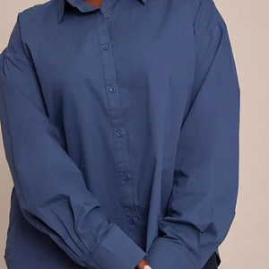 เสื้อเชิ้ตแขนยาวผู้หญิงสไตล์ลำลองสำหรับใส่ทำงาน ผ้าฝ้ายรักษ์โลก สีตัดกัน ติดกระดุม ขายดี - Product Image 4