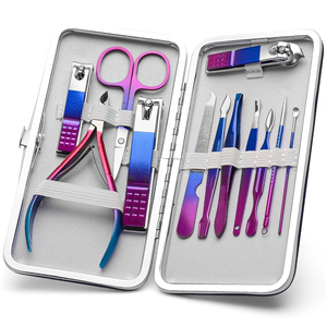 Juego de Manicura y Pedicura Profesional de 12 Piezas con Pinzas y Estuche de Cuero, Acero Inoxidable, Precio al por Mayor - Product Image 1