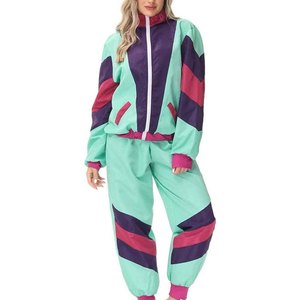 Women's Maroon <b>White</b> Color Block <b>Tracksuit</b> Full Sleeve Zipper Sporty Jogging Suit Regular Fit Autumn Wear - Product Image 4