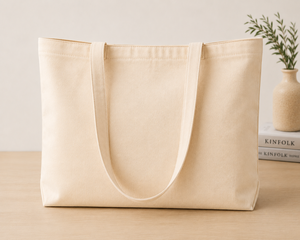 Sac fourre-tout en toile de coton 10oz beige 24x15x6 po avec fermeture personnalisée, poche avant et poche intérieure brodée feuille 7.5x6 po pour le shopping - Product Image 6